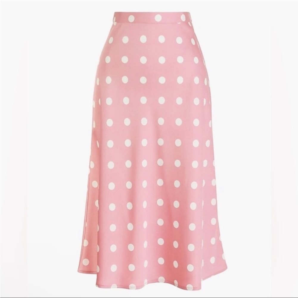 J. Crew Factory Pink and White Polka Dot Skirt